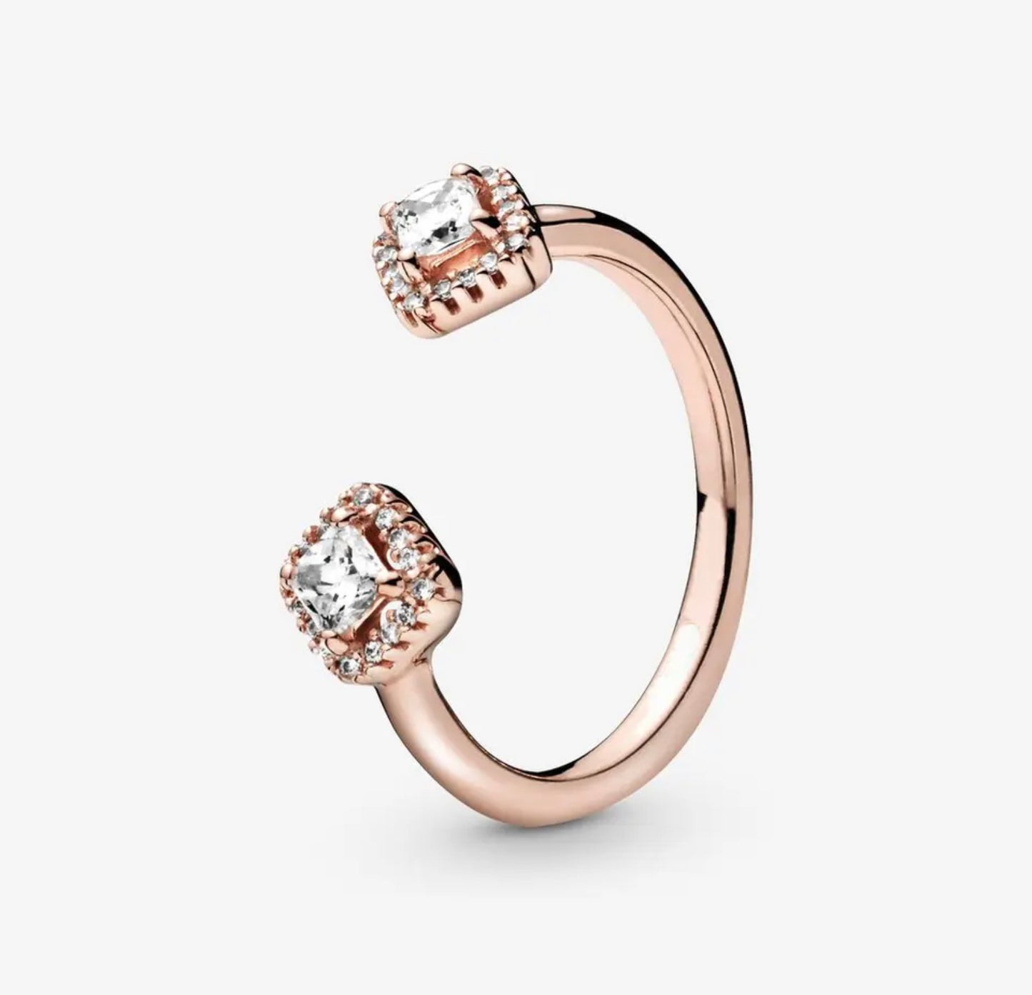Anillo Abierto Brillo Cuadrado