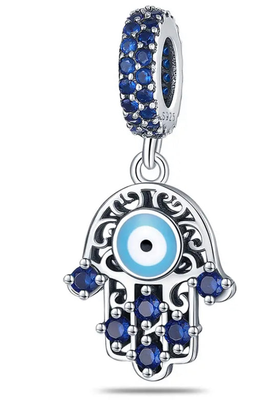 Dije Colgante Hamsa y Ojo Turco Celeste