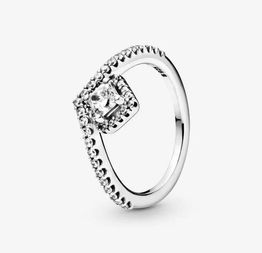Anillo Hueso de los Deseos con Cuadro Resplandeciente