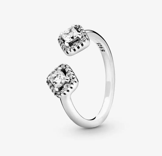 Anillo Abierto Brillo Cuadrado